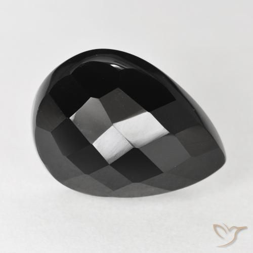 11.00ct 天然 黑色 缟玛瑙, 梨形, 不透明