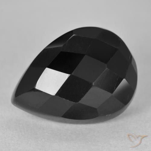 10.11ct 天然 黑色 缟玛瑙, 梨形, 不透明