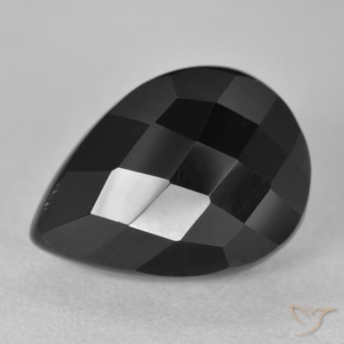 9.47ct 天然 黑色 缟玛瑙, 梨形, 不透明