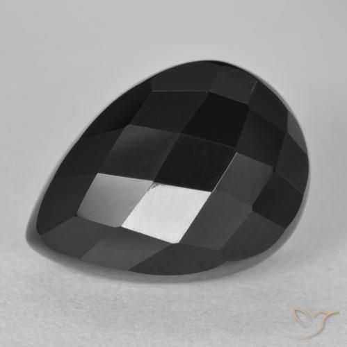 11.14ct 天然 黑色 缟玛瑙, 梨形, 不透明