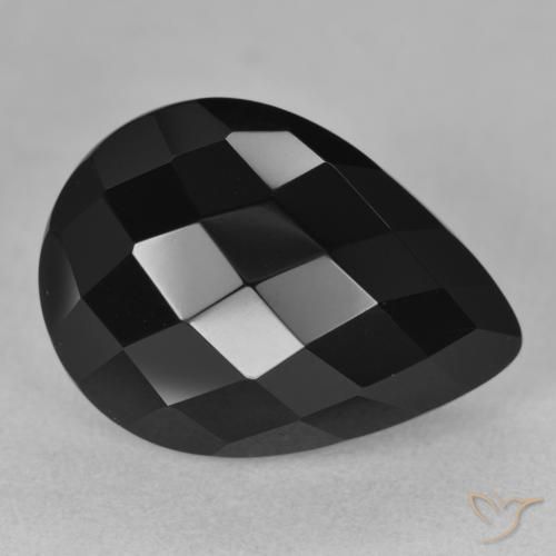 11.60ct 天然 黑色 缟玛瑙, 梨形, 不透明
