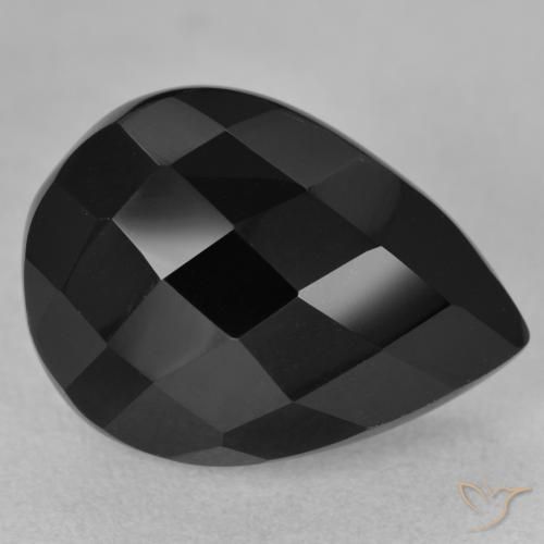 9.60ct 天然 黑色 缟玛瑙, 梨形, 不透明