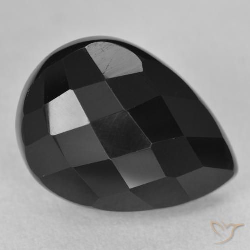 10.14ct 天然 黑色 缟玛瑙, 梨形, 不透明