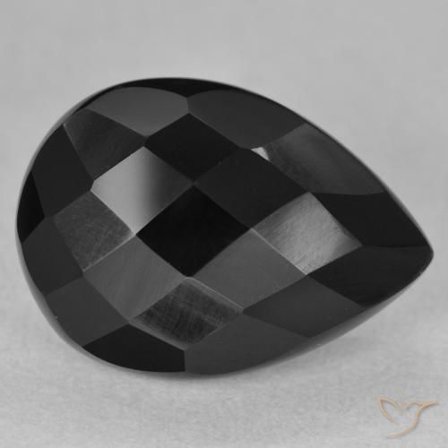 8.11ct 天然 黑色 缟玛瑙, 梨形, 不透明