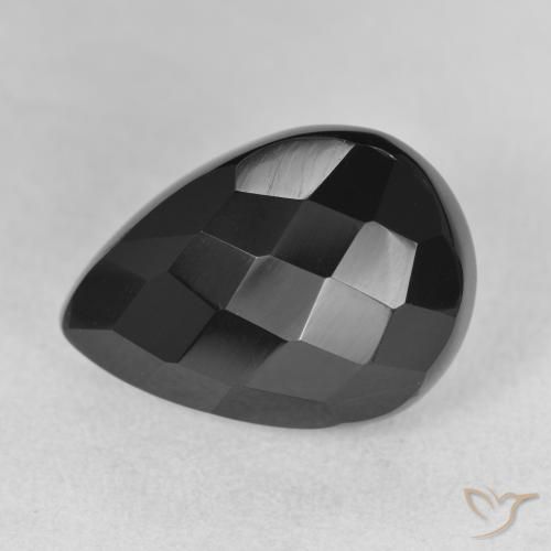 10.00ct 天然 黑色 缟玛瑙, 梨形, 不透明