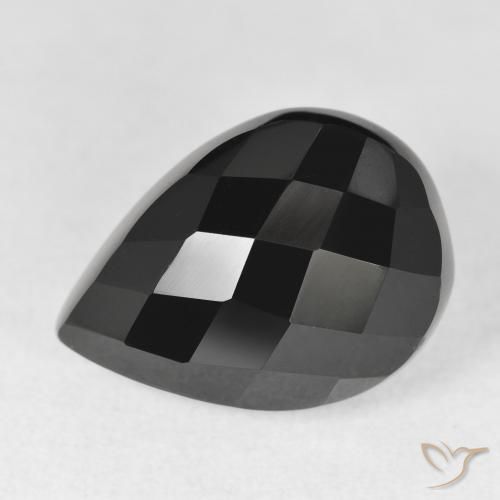 10.14ct 天然 黑色 缟玛瑙, 梨形, 不透明
