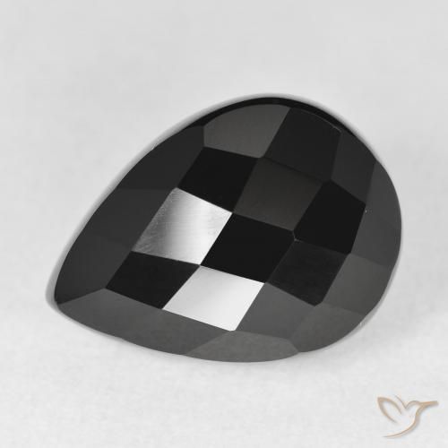 11.28ct 天然 黑色 缟玛瑙, 梨形, 不透明