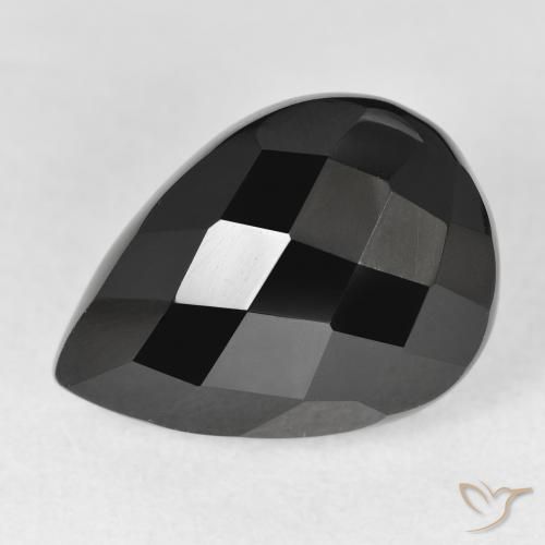 9.38ct 天然 黑色 缟玛瑙, 梨形, 不透明