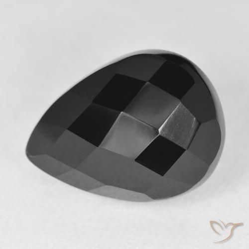 11.38ct 天然 黑色 缟玛瑙, 梨形, 不透明