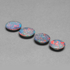 天然多色欧泊拼合石，椭圆形切割，6.9×5毫米，不透明