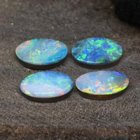 2.36天然多色欧泊拼合石，椭圆形切割，7.1×4.9毫米，不透明
