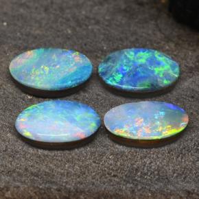 2.36天然多色欧泊拼合石，椭圆形切割，7.1×4.9毫米，不透明