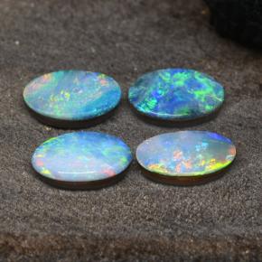 2.36天然多色欧泊拼合石，椭圆形切割，7.1×4.9毫米，不透明