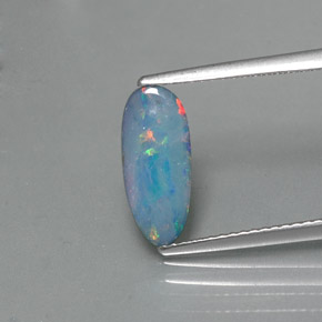 0.98克拉天然多色欧泊拼合石，异形，12.8×5.4毫米，不透明