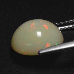 2.99克拉天然多色欧泊，椭圆形切割，11×9.6毫米，半透明