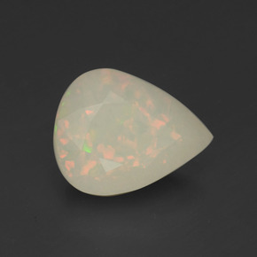 2.85克拉天然多色欧泊，梨形，12.4×9.8毫米，半透明