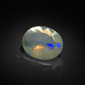 1.31克拉天然多色欧泊，透明，10×7.9毫米，透明/半透明