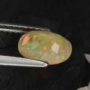 0.72克拉天然黄色欧泊，椭圆形切割，8×5.9毫米，半透明
