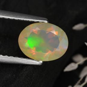 0.75克拉天然多色欧泊，椭圆形切割，8.1×6.3毫米，透明