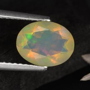 1.05克拉天然多色欧泊，椭圆形切割，9.1×7.1毫米，半透明
