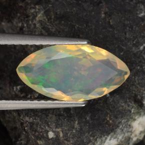 1.34克拉天然多色欧泊，马眼形，14×7毫米，透明
