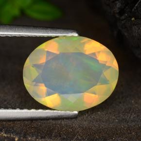 1.64克拉天然黄色欧泊，椭圆形切割，10.7×8.4毫米，透明