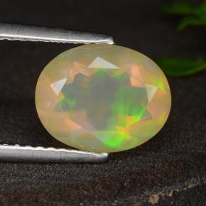 1.60克拉天然黄色欧泊，椭圆形切割，10.1×8.1毫米，透明