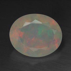 1.99克拉天然多色欧泊，透明，11×9毫米，透明/半透明