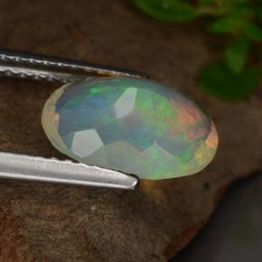 1.48克拉天然黄色欧泊，椭圆形切割，10.6×7.8毫米，透明