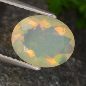 1.29克拉天然多色欧泊，椭圆形切割，10×8毫米，透明