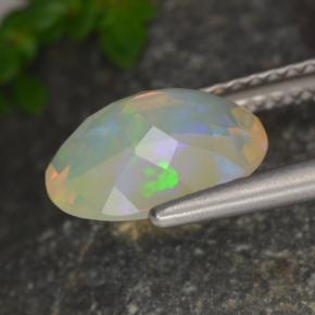 1.29克拉天然多色欧泊，椭圆形切割，10×8毫米，透明