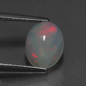 1.24克拉天然多色欧泊，透明，9×7.1毫米，透明/半透明