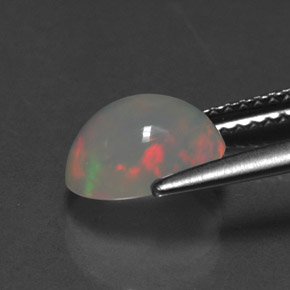1.24克拉天然多色欧泊，透明，9×7.1毫米，透明/半透明