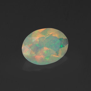 0.91克拉天然多色欧泊，椭圆形切割，9.1×6.8毫米，透明