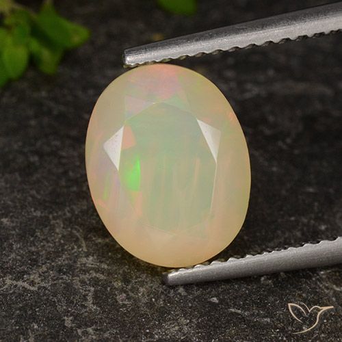 1.96ct 天然 彩色 蛋白石, 椭圆形, 透明/半透明
