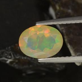0.88克拉天然多色欧泊，椭圆形切割，8.3×6.2毫米，透明