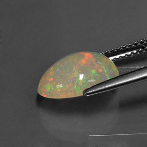 2.19克拉天然多色欧泊，透明，11.4×8.9毫米，透明/半透明