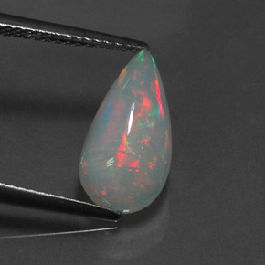 2.18克拉天然多色欧泊，梨形，14.4×7.5毫米，透明