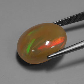 9.93克拉天然多色欧泊，椭圆形切割，16.6×14.6毫米，半透明