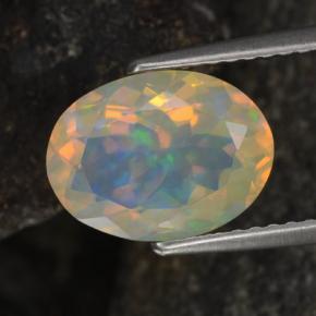 1.86克拉天然黄色欧泊，椭圆形切割，10.7×8毫米，透明