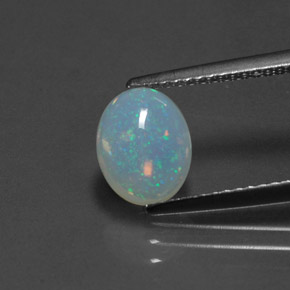 1.14克拉天然多色欧泊，椭圆形切割，8.6×6.8毫米，透明