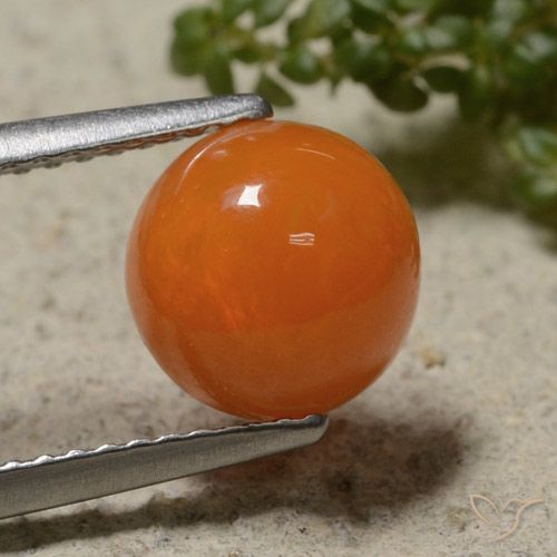 1.41ct 天然 火橙 蛋白石, 圆形的, 半透明