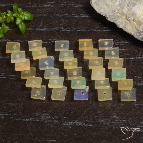 3.35 克拉方形蛋白石宝石, 散装认证蛋白石 来自埃塞俄比亚, 天然未经处理的宝石, 4 x 3.9 mm, Photo A