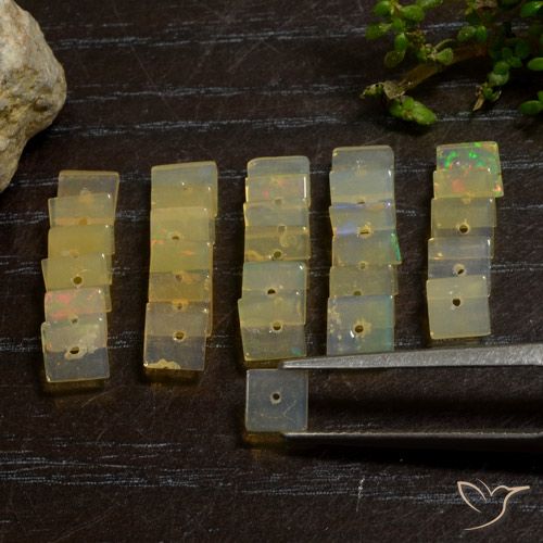 5.96 克拉方形蛋白石宝石, 散装认证蛋白石 来自埃塞俄比亚, 天然未经处理的宝石, 4.9 x 4.8 mm, Photo A