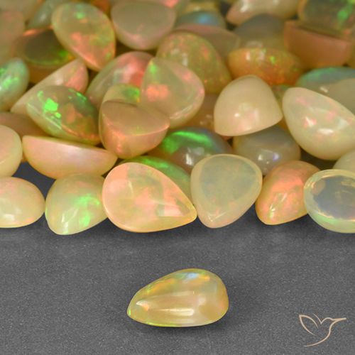 0.45ct 天然 彩色 蛋白石, 梨形, 透明