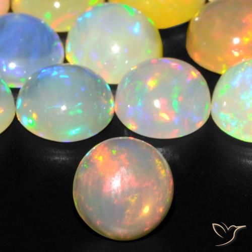 0.86ct 天然 彩色 蛋白石, 圆形的, 透明