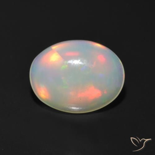 0.95克拉天然多色欧泊，椭圆形切割，8.7×6.8毫米，透明