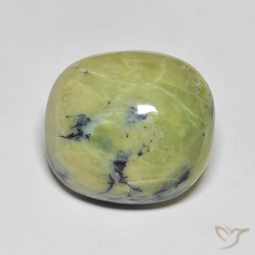 14.28ct 天然 黄绿色 蛋白石, 椭圆形, 不透明