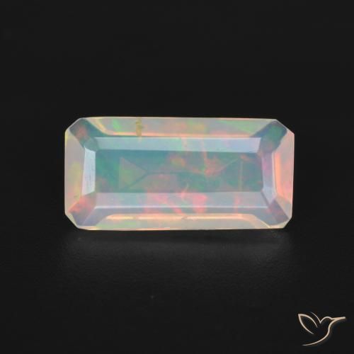1.06ct 天然 彩色 蛋白石, 祖母绿式切割, 透明