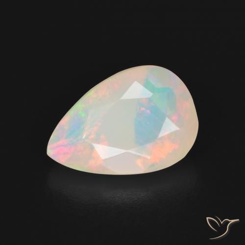2.16ct 天然 多色白 蛋白石, 梨形, 透明